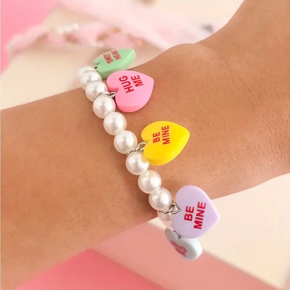 Sweethearts Candy Valentine’s Day Pearl Bracelet Girly Fashion Gift For Her